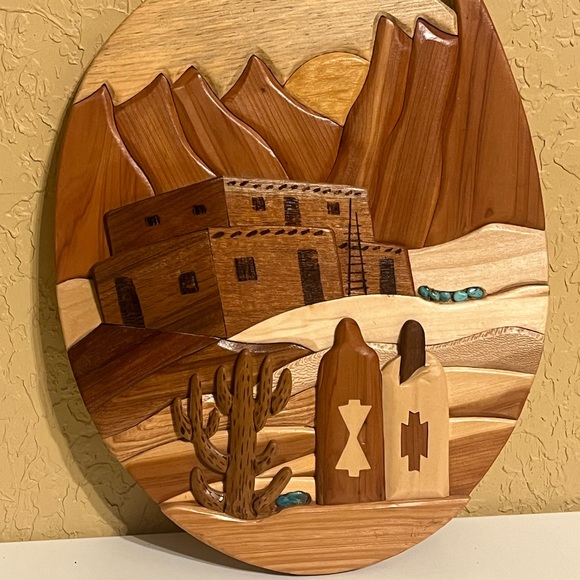 Martinez Woods Intarsia Art For Wall - Pueblo- Handcrafted -Stunning